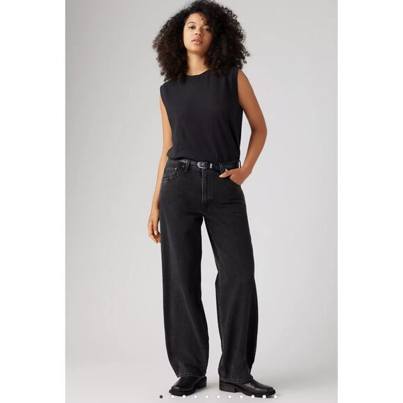 Levi's Baggy Dad Wide Leg Jeans size 24 Black - Picture 1 of 5